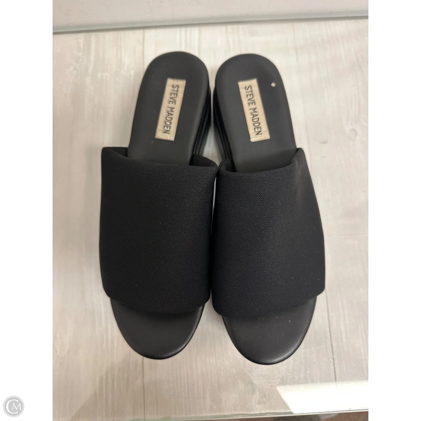 Sandals Heels Wedge By Steve Madden In Black, Size: 8.5