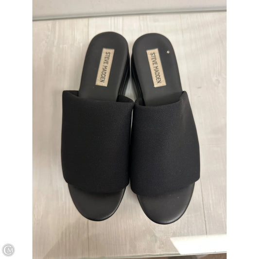 Sandals Heels Wedge By Steve Madden In Black, Size: 8.5
