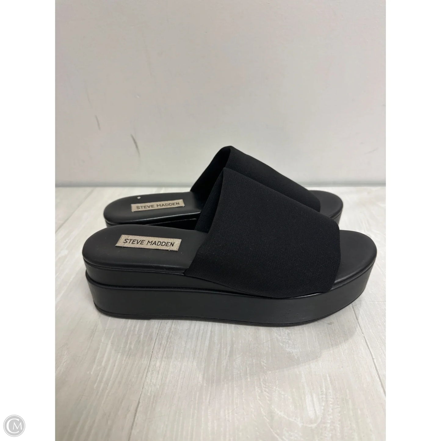Sandals Heels Wedge By Steve Madden In Black, Size: 8.5