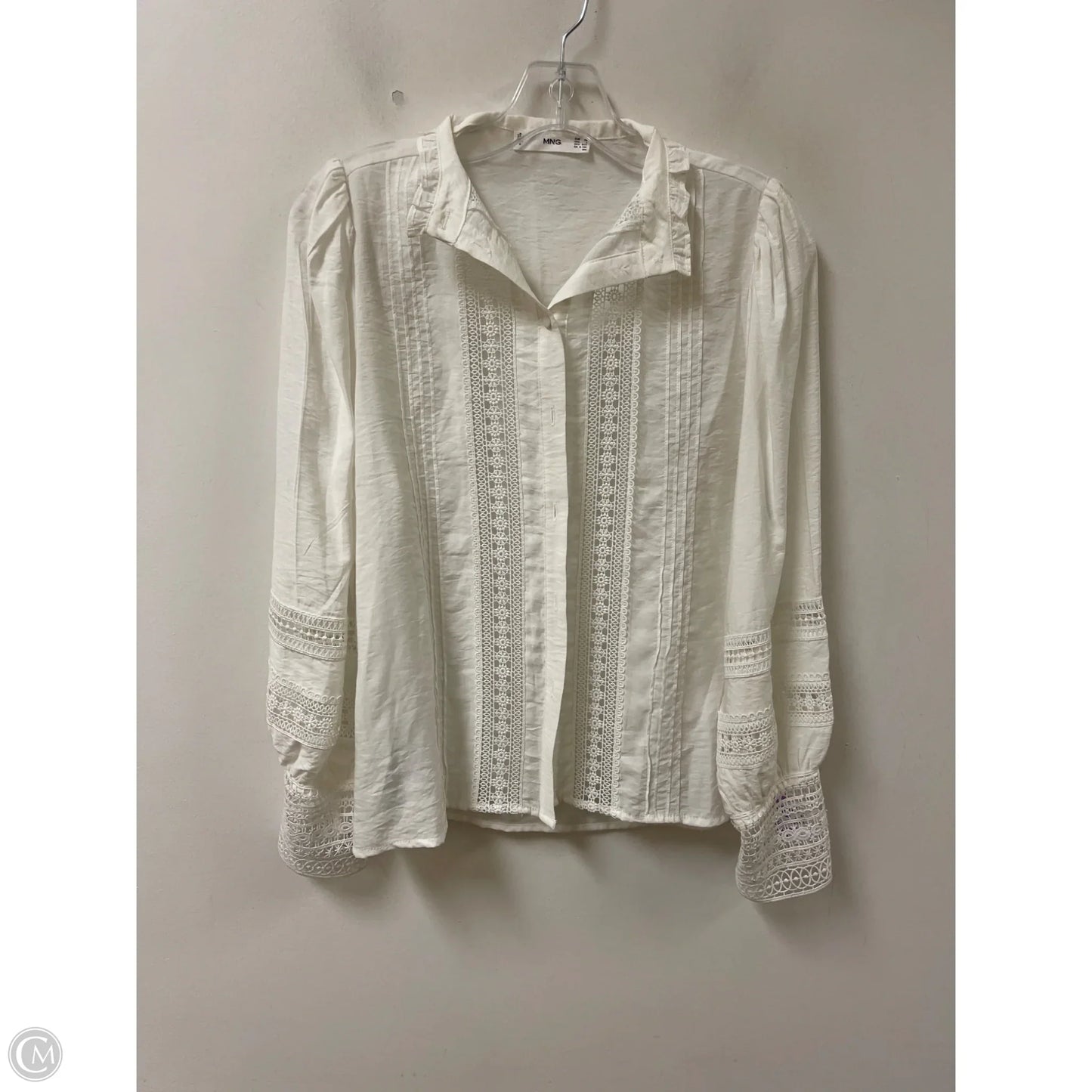 Blouse Long Sleeve By Mng In White, Size: Xs