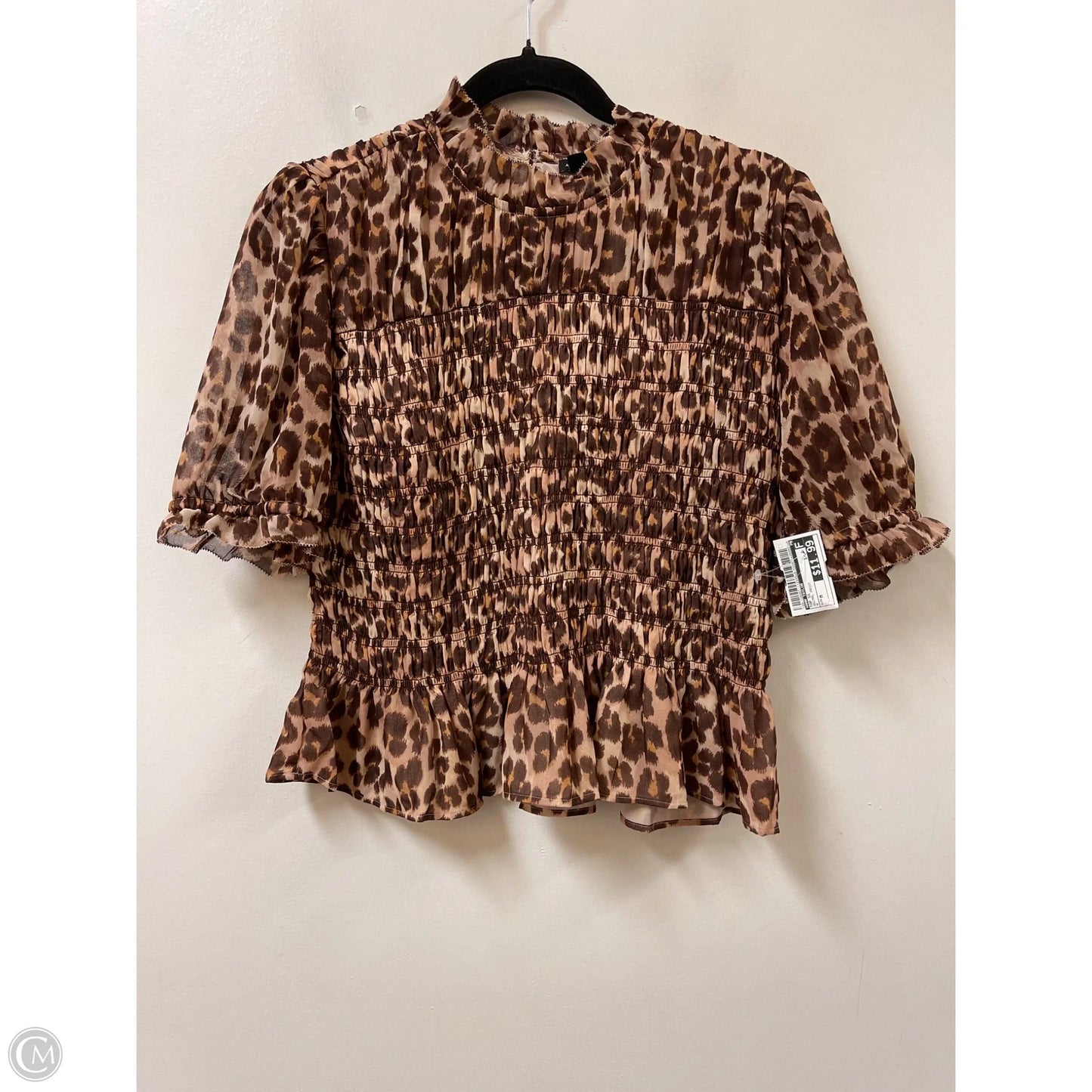 Top Short Sleeve By Ann Taylor In Animal Print, Size: M