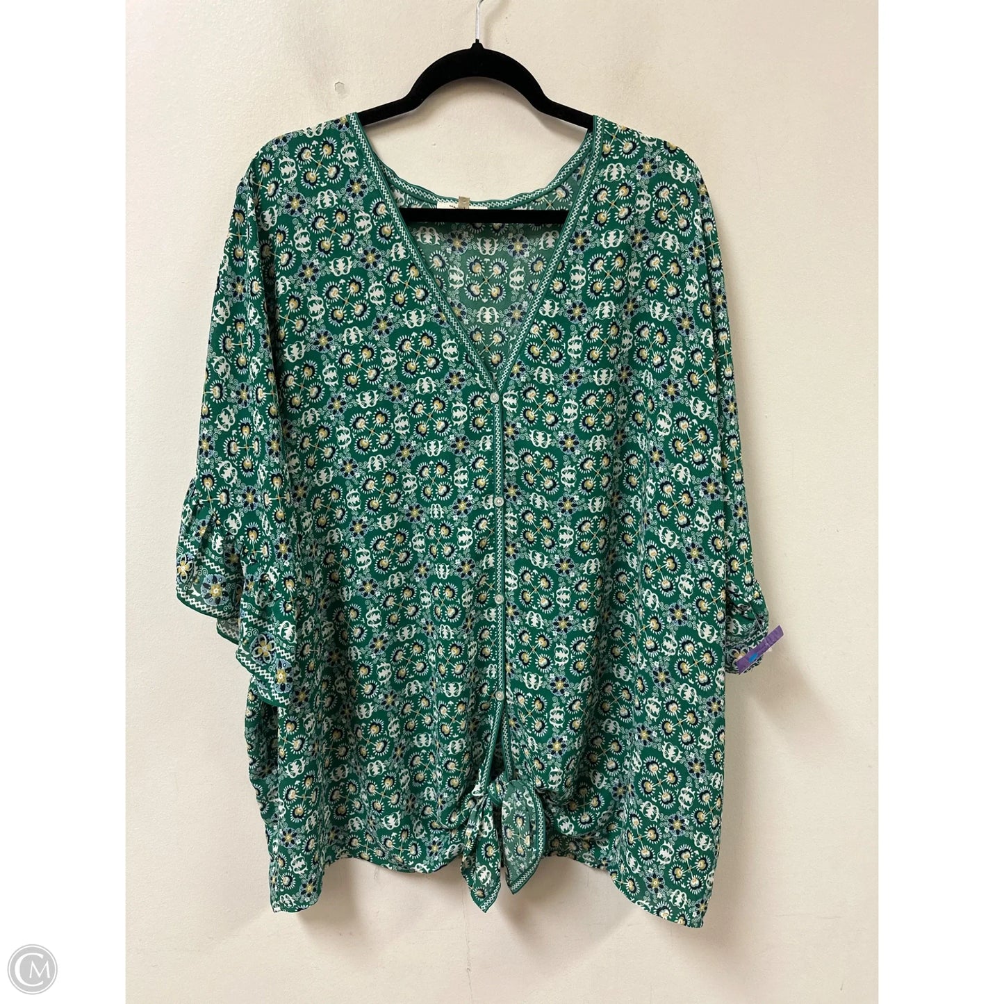 Blouse Short Sleeve By Max Studio In Green, Size: 3x