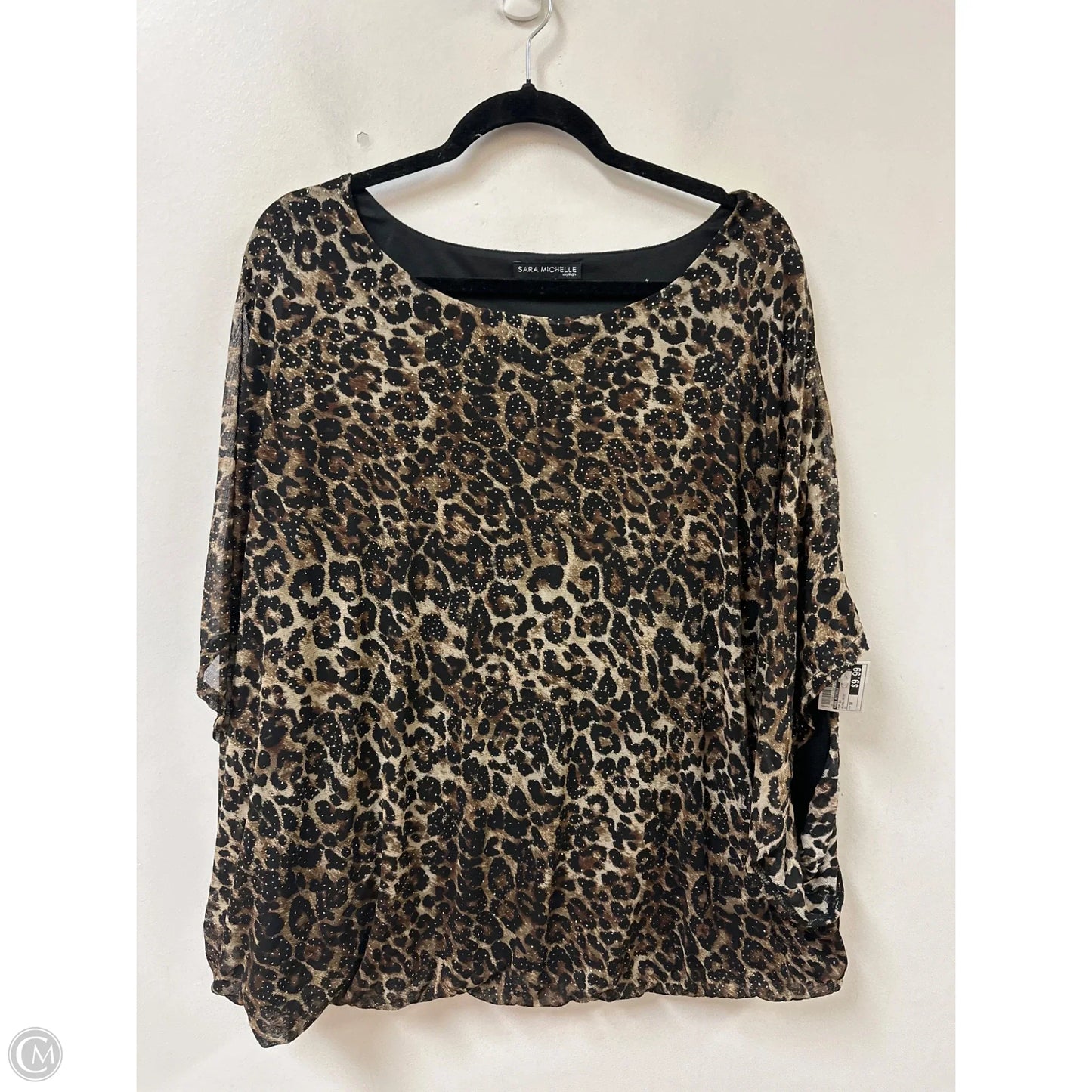 Top Short Sleeve By Sara Michelle In Animal Print, Size: 3x