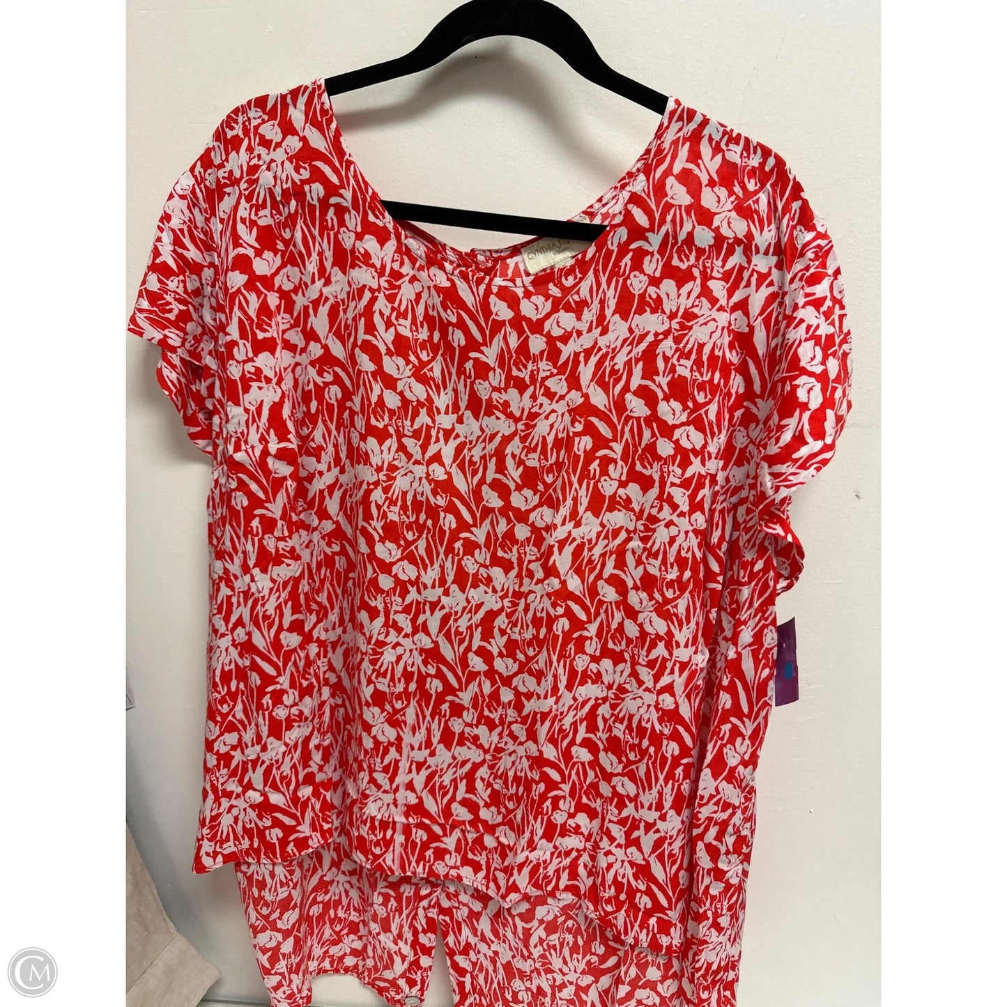 Top Short Sleeve By Cynthia Rowley In Red & White, Size: 2x