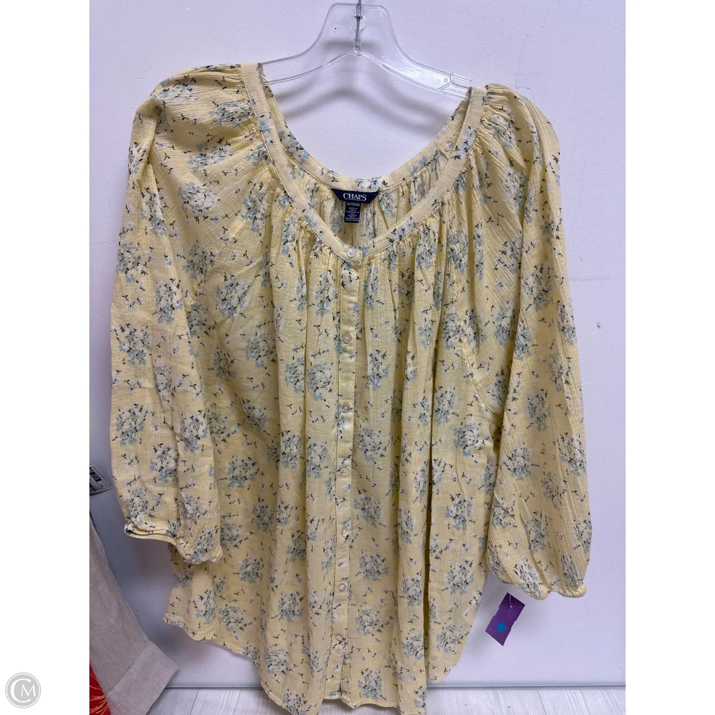 Blouse Long Sleeve By Chaps In Yellow, Size: 3x