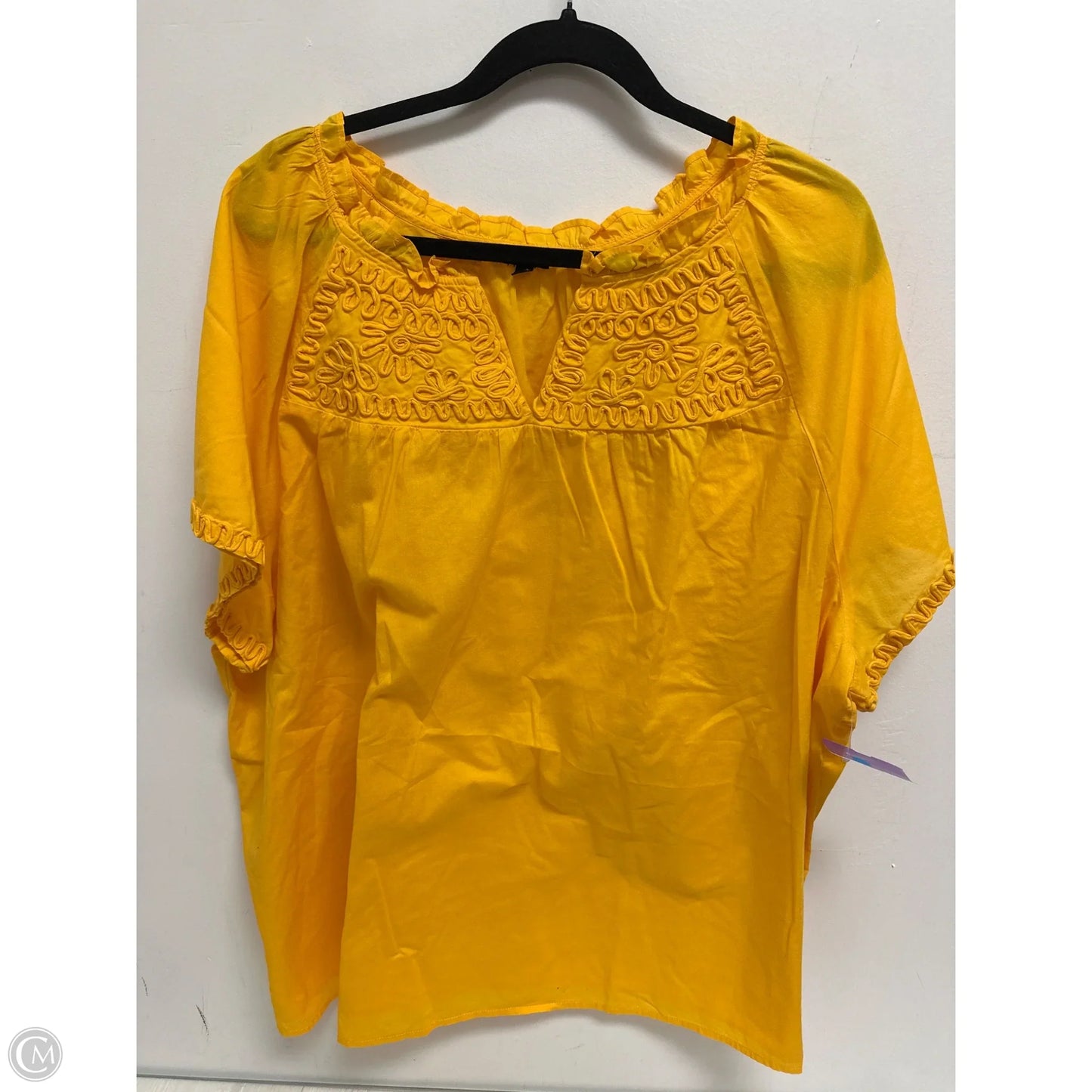 Top Short Sleeve By Talbots In Yellow, Size: 3x