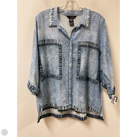 Blouse Long Sleeve By Ali Miles In Blue, Size: L
