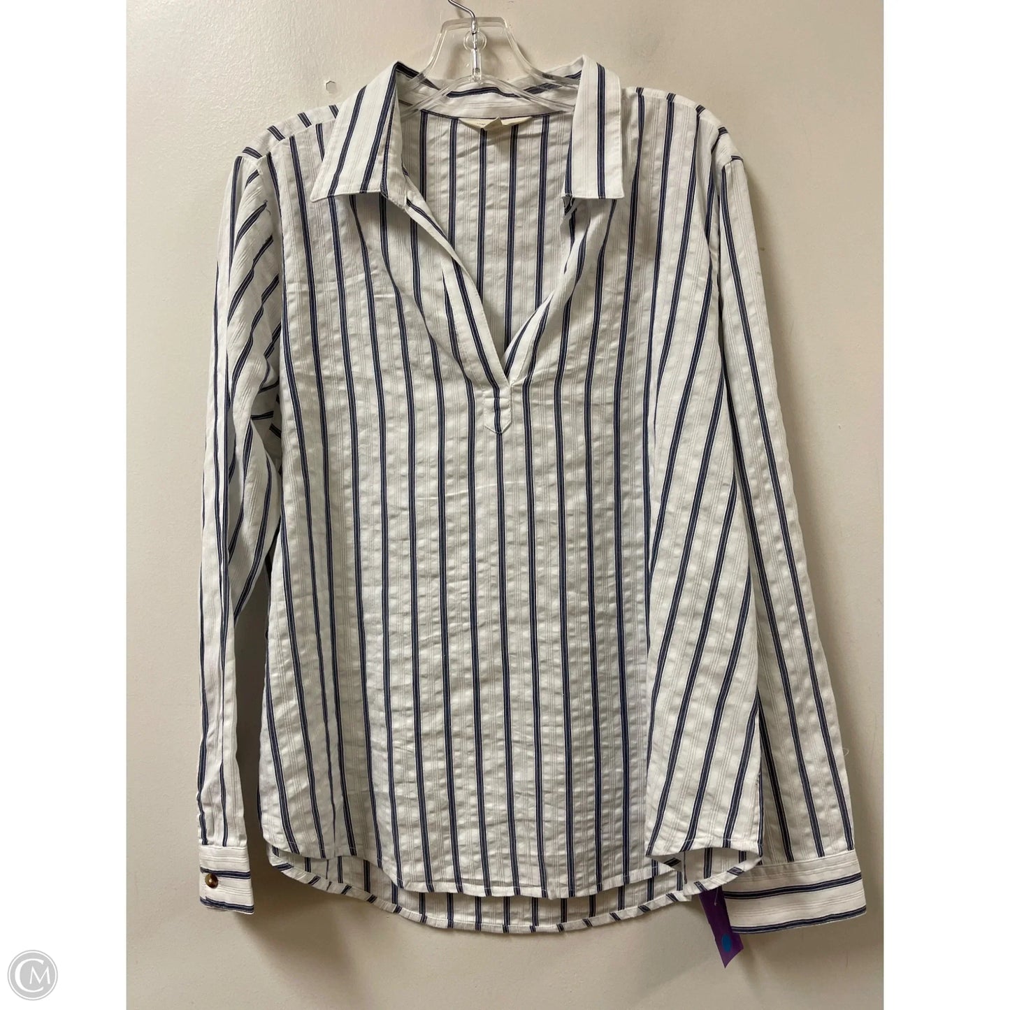 Top Long Sleeve By Lucky Brand In Blue & White, Size: L
