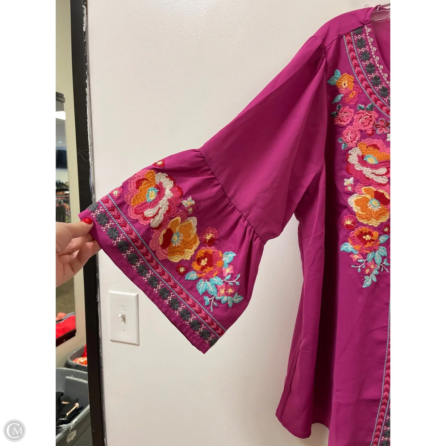 Top Short Sleeve By Savanna Jane In Purple, Size: 1x