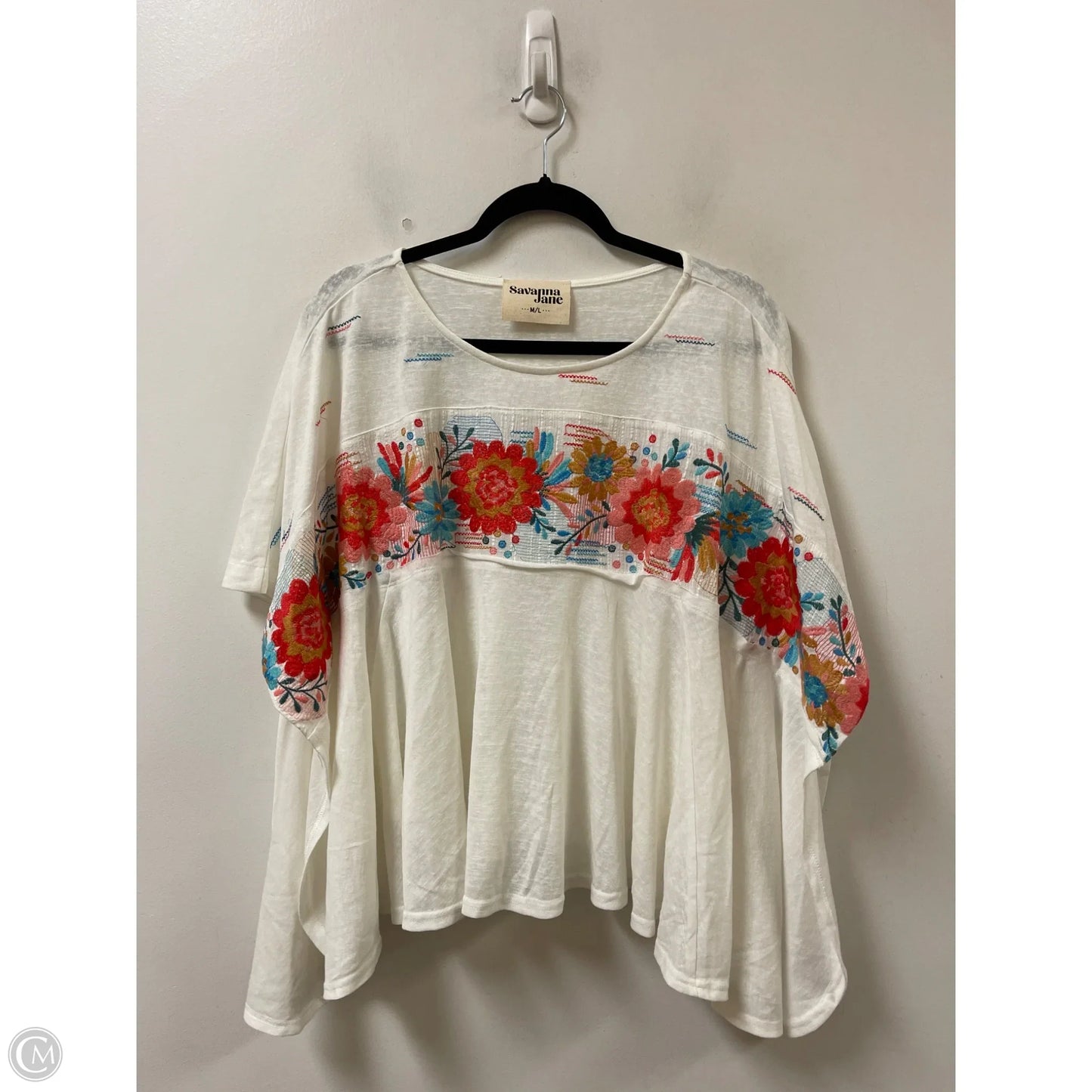 Top Short Sleeve By Savanna Jane In White, Size: M