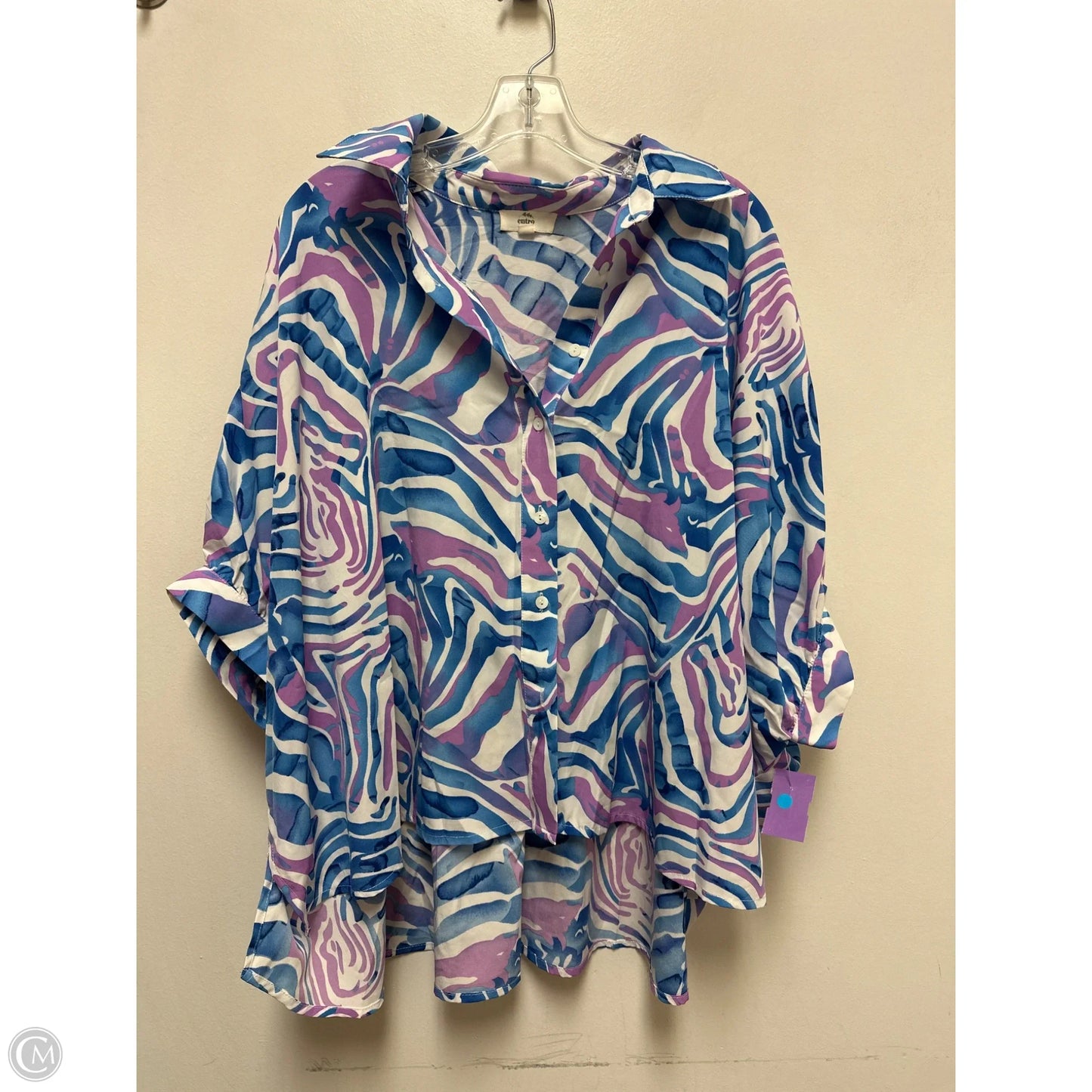 Blouse Short Sleeve By Entro In Blue & Purple, Size: M