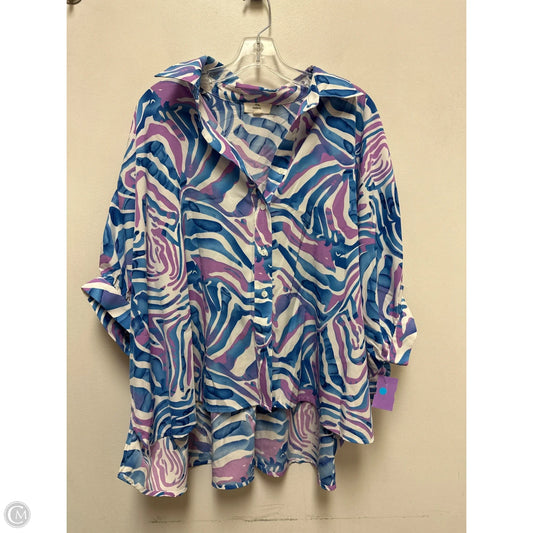 Blouse Short Sleeve By Entro In Blue & Purple, Size: M