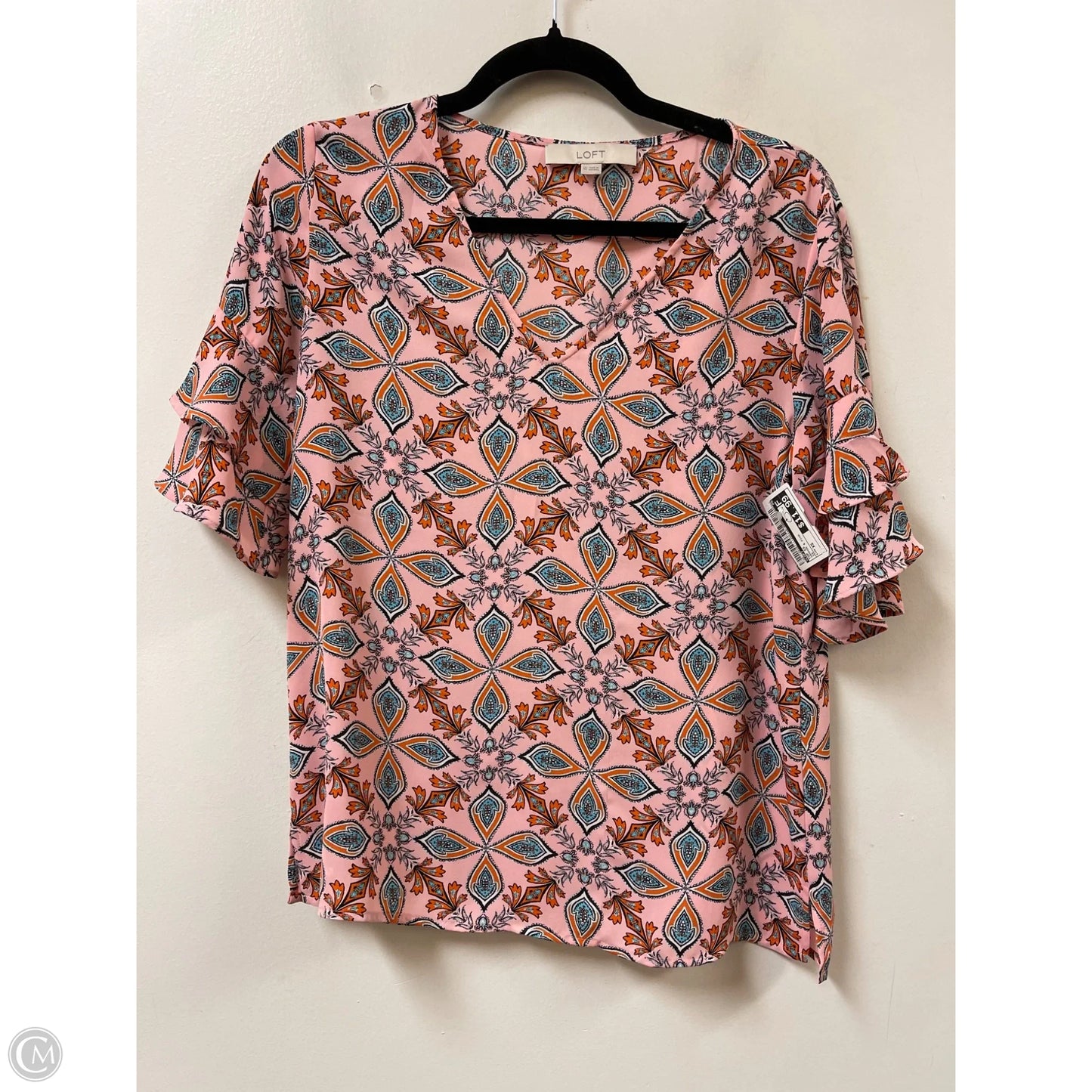 Top Short Sleeve By Loft In Orange & Pink, Size: Xs