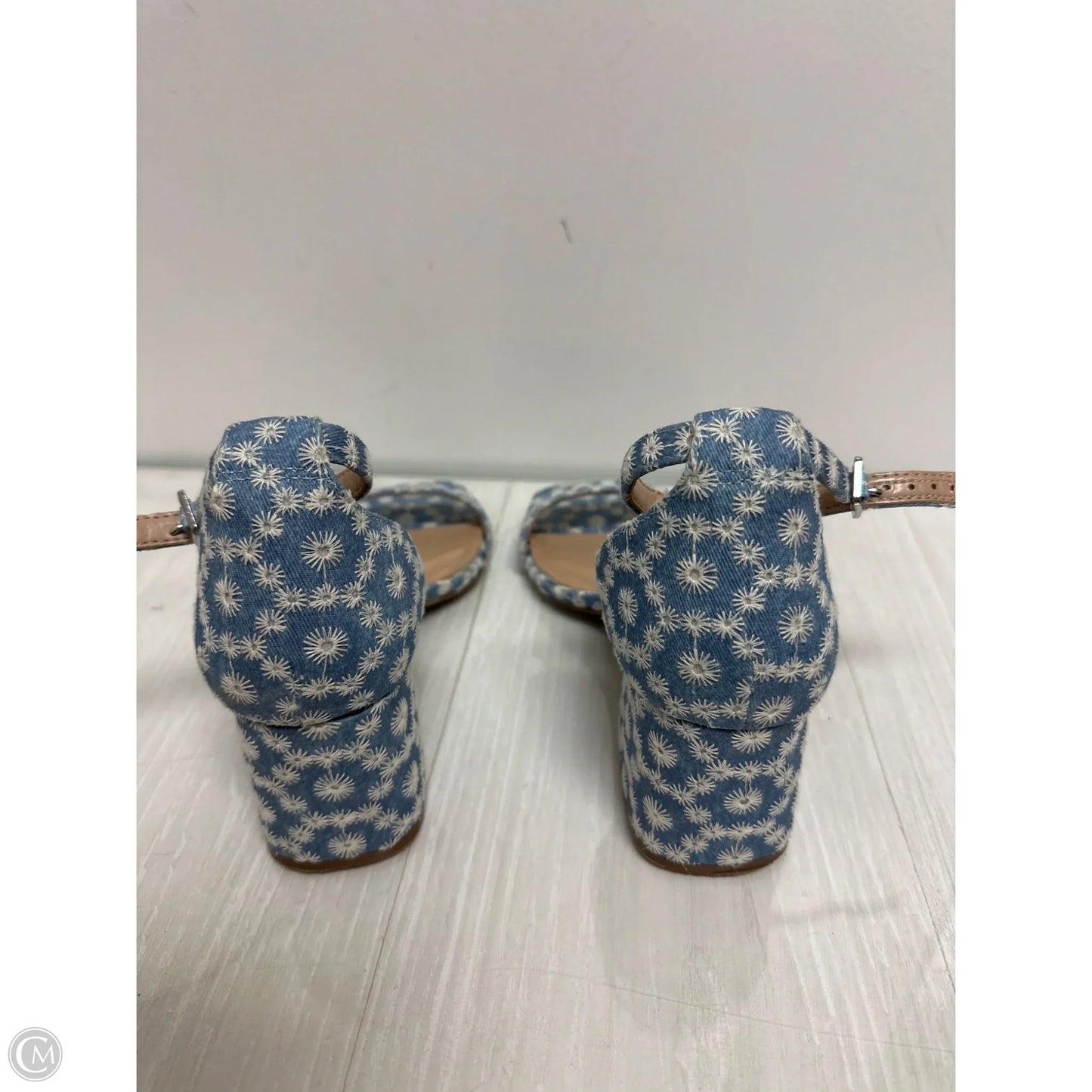 Sandals Heels Block By Kelly And Katie In Blue & White, Size: 10