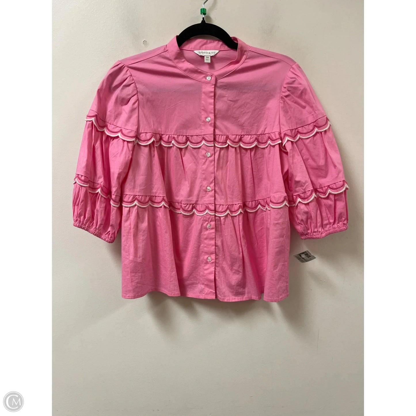 Blouse Short Sleeve By Crown And Ivy In Pink, Size: Mp