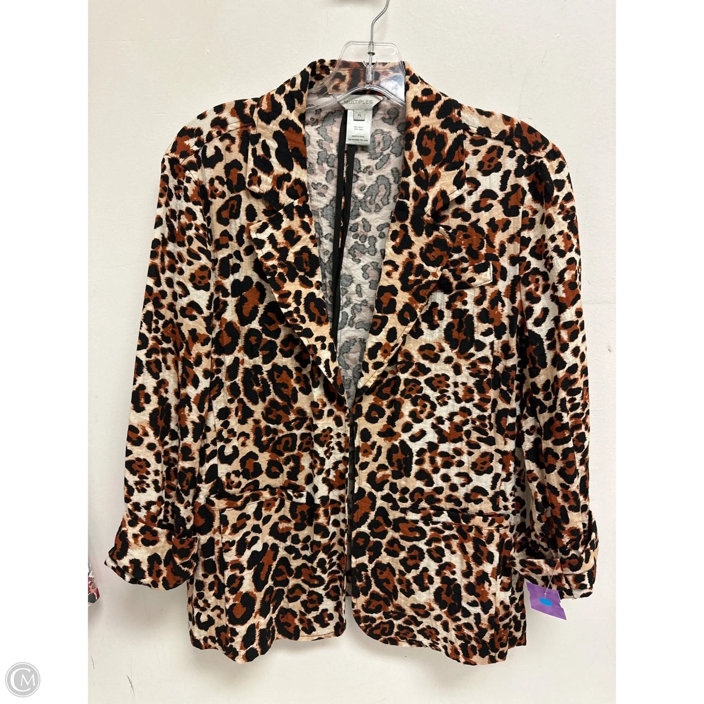 Blazer By Multiples In Animal Print, Size: Lp