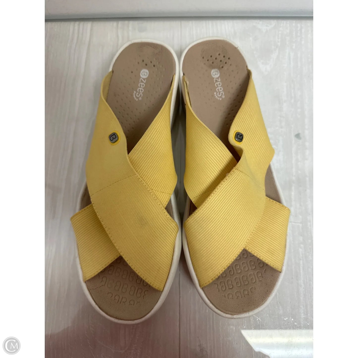 Sandals Heels Wedge By Bzees In Yellow, Size: 7.5
