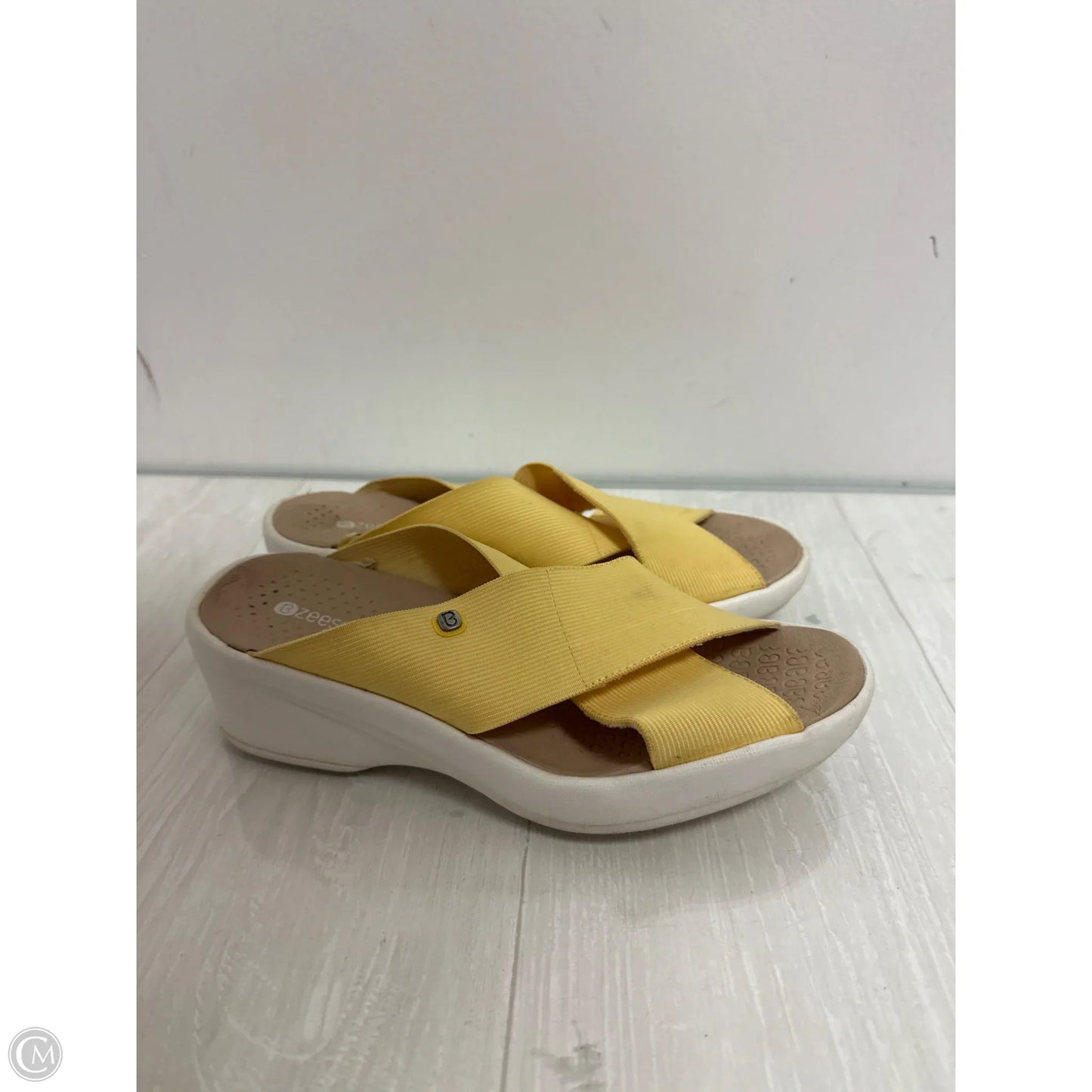 Sandals Heels Wedge By Bzees In Yellow, Size: 7.5