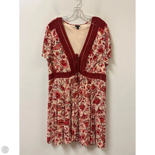 Dress Casual Short By Torrid In Cream & Red, Size: 2x