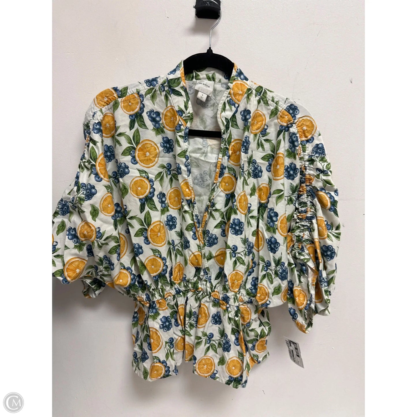 Top Short Sleeve By Maeve In Blue & Yellow, Size: S