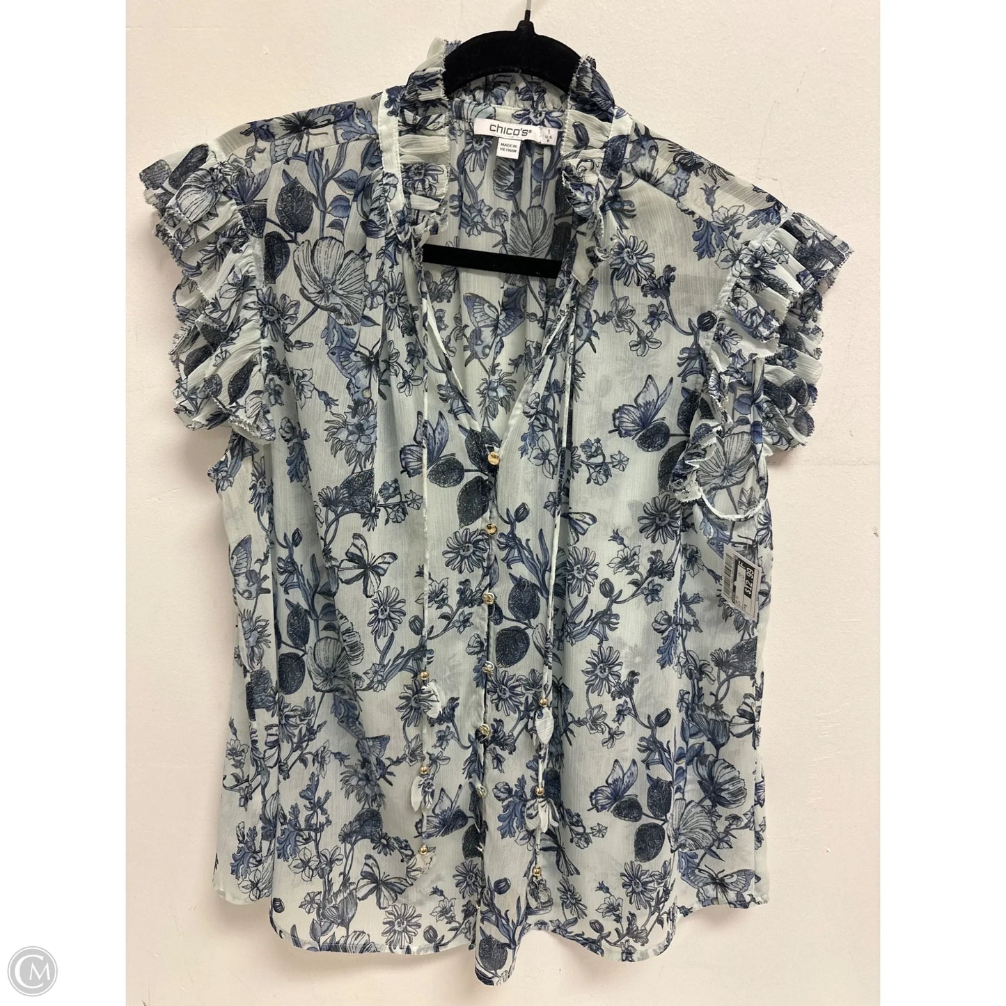 Top Short Sleeve By Chicos In Blue, Size: M