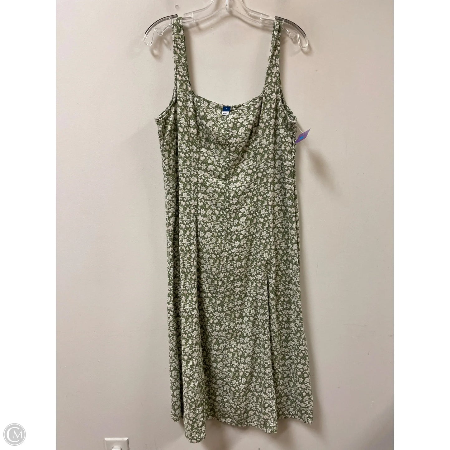 Dress Casual Midi By Old Navy In Green & White, Size: L
