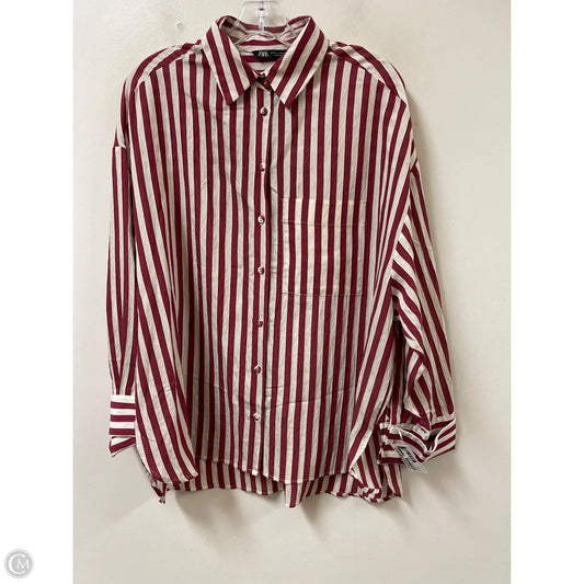 Blouse Long Sleeve By Zara In Cream & Red, Size: Xl