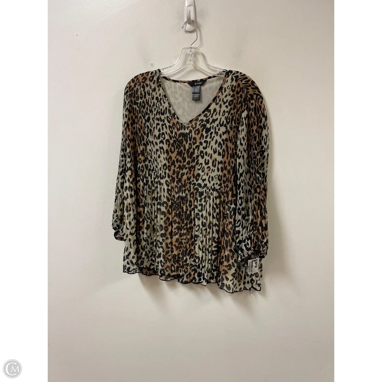 Top Long Sleeve By Ali Miles In Animal Print, Size: L
