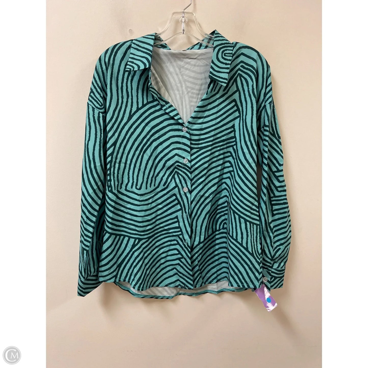 Blouse Long Sleeve By Clothes Mentor In Blue & Green, Size: M