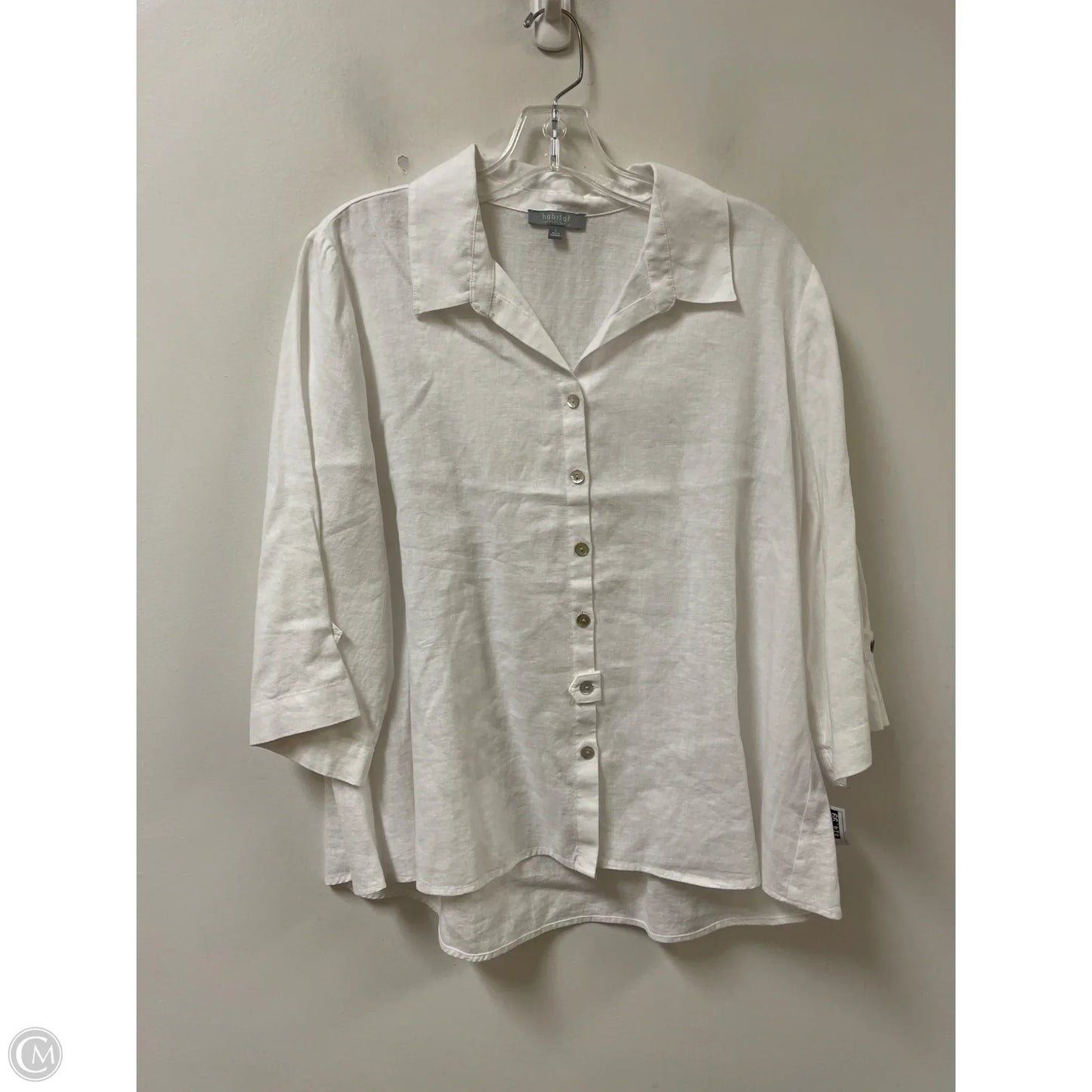 Blouse Long Sleeve By Habitat In White, Size: L