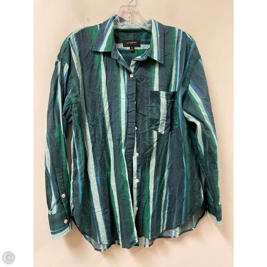 Blouse Long Sleeve By Banana Republic In Teal, Size: L