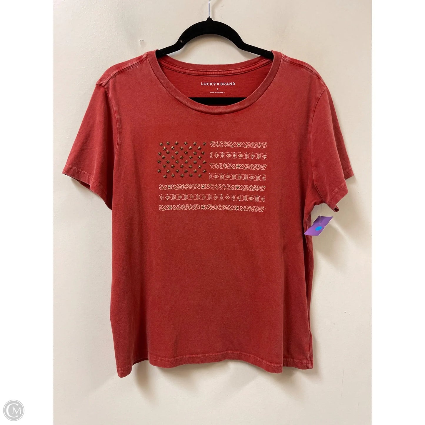 Top Short Sleeve By Lucky Brand In Red, Size: L