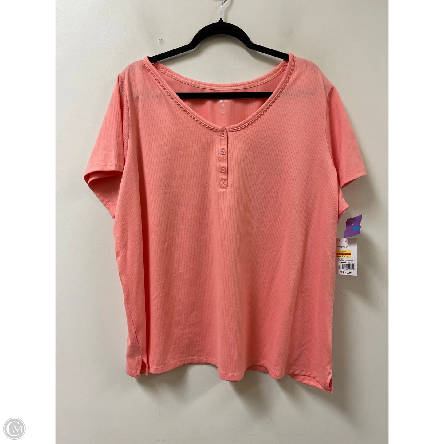 Top Short Sleeve By Croft And Barrow In Pink, Size: 2x