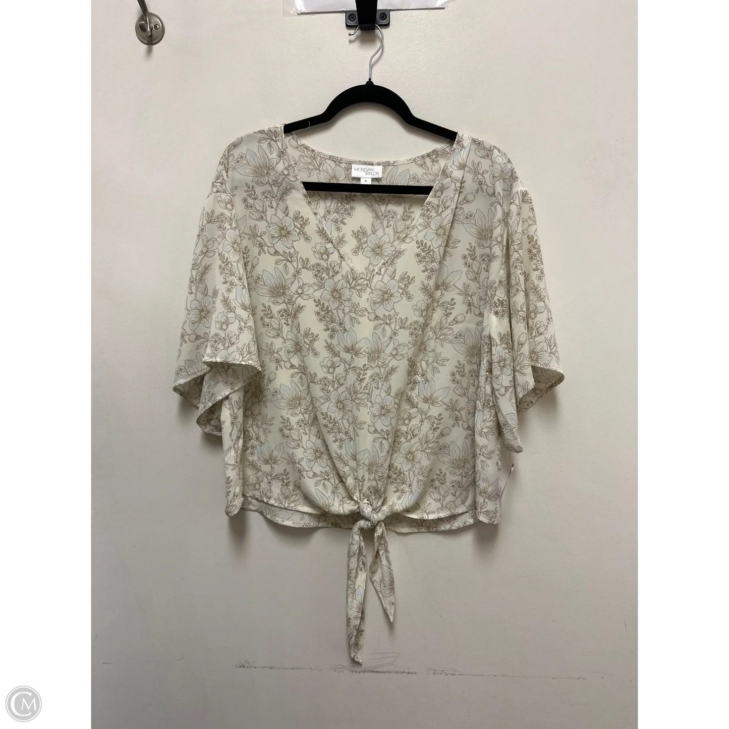 Top Short Sleeve By Morgan Taylor In Floral Print, Size: Xl
