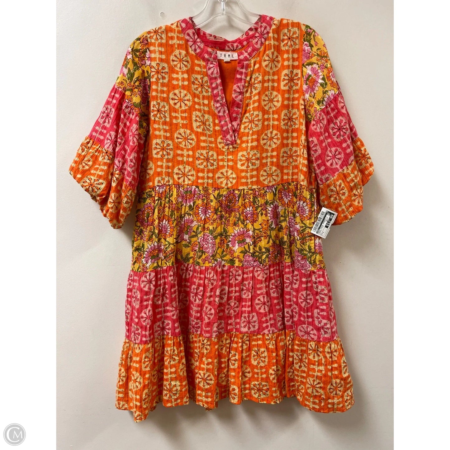 Dress Casual Short By Thml In Orange & Pink, Size: S