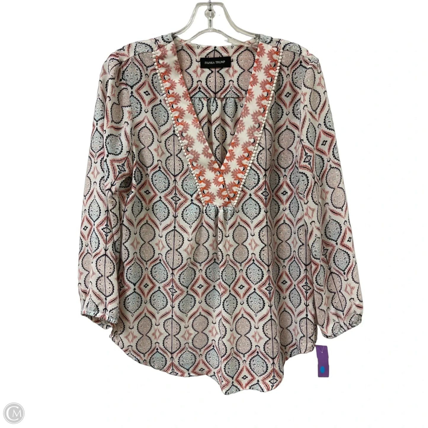 Top Long Sleeve By Ivanka Trump In Pink & White, Size: S