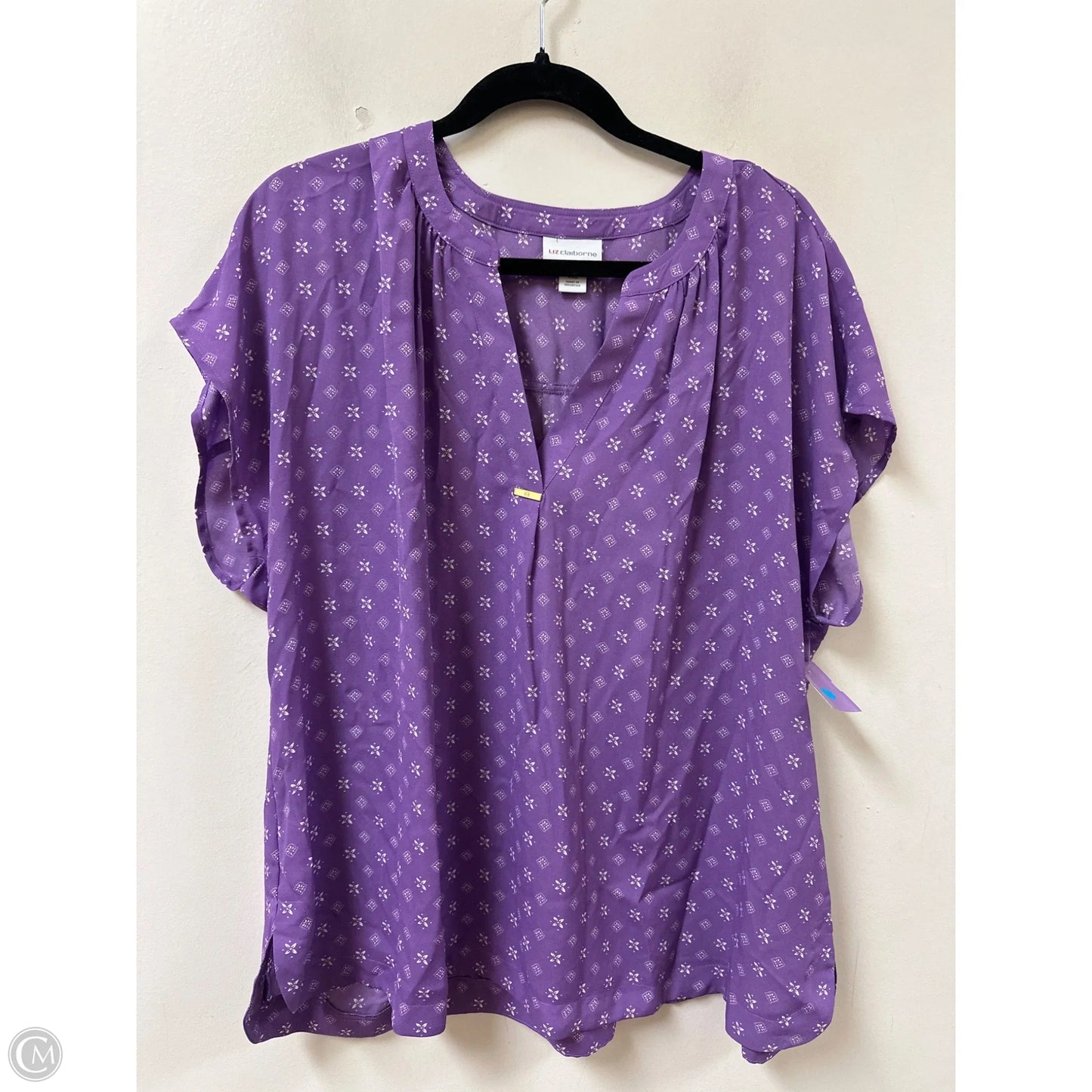 Top Short Sleeve By Liz Claiborne In Purple, Size: 1x
