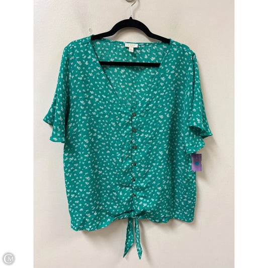 Blouse Short Sleeve By Charming Charlie In Green, Size: Xl