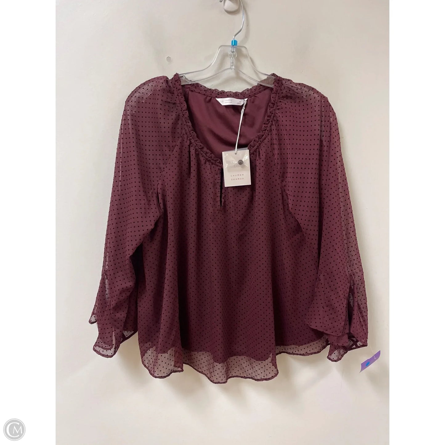 Top Long Sleeve By Lc Lauren Conrad In Black & Red, Size: M