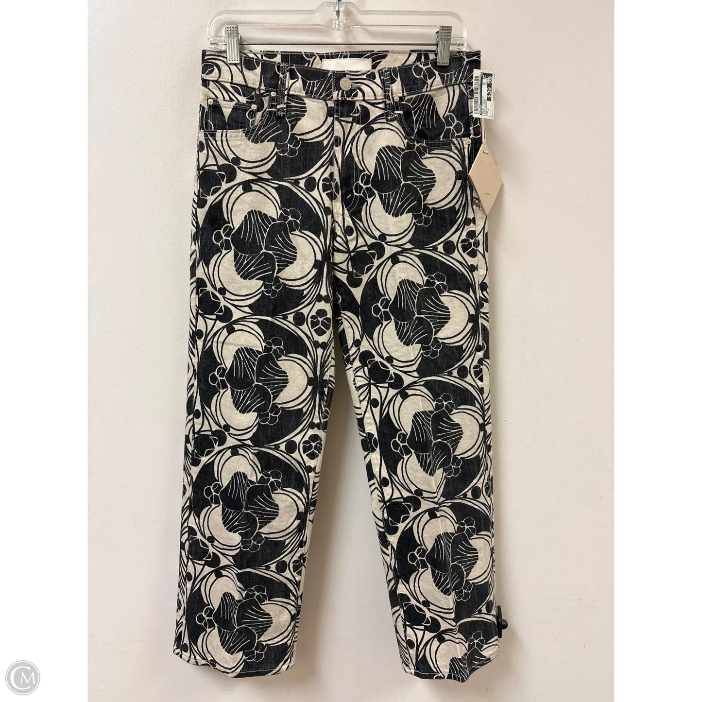 Jeans Straight By Mother In Black & Cream, Size: 4