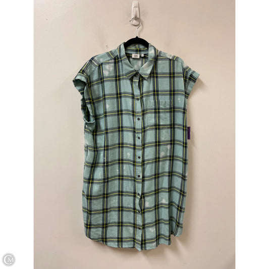 Blouse Short Sleeve By True Craft In Blue & Green, Size: 1x
