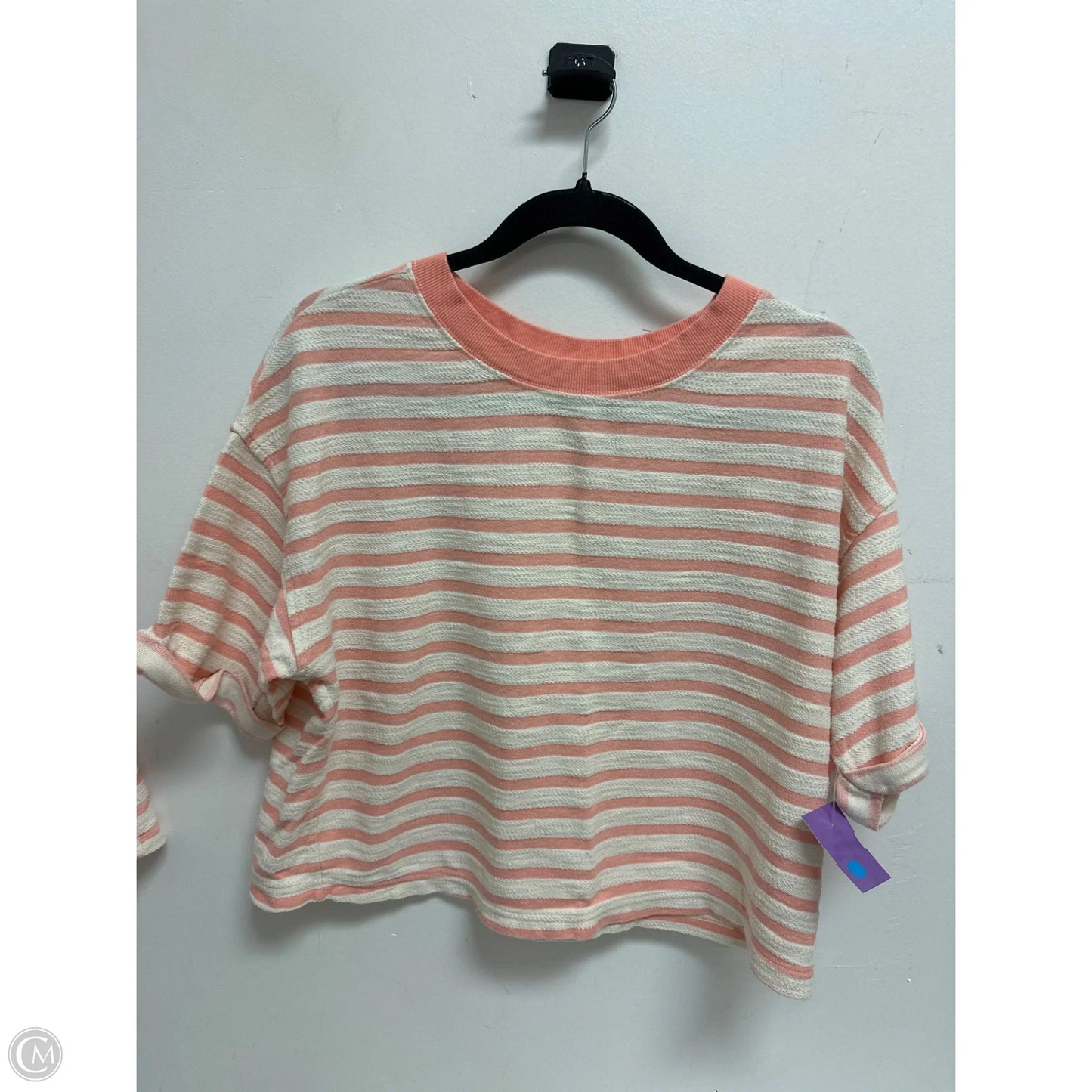 Top Short Sleeve By Old Navy In Pink & White, Size: S
