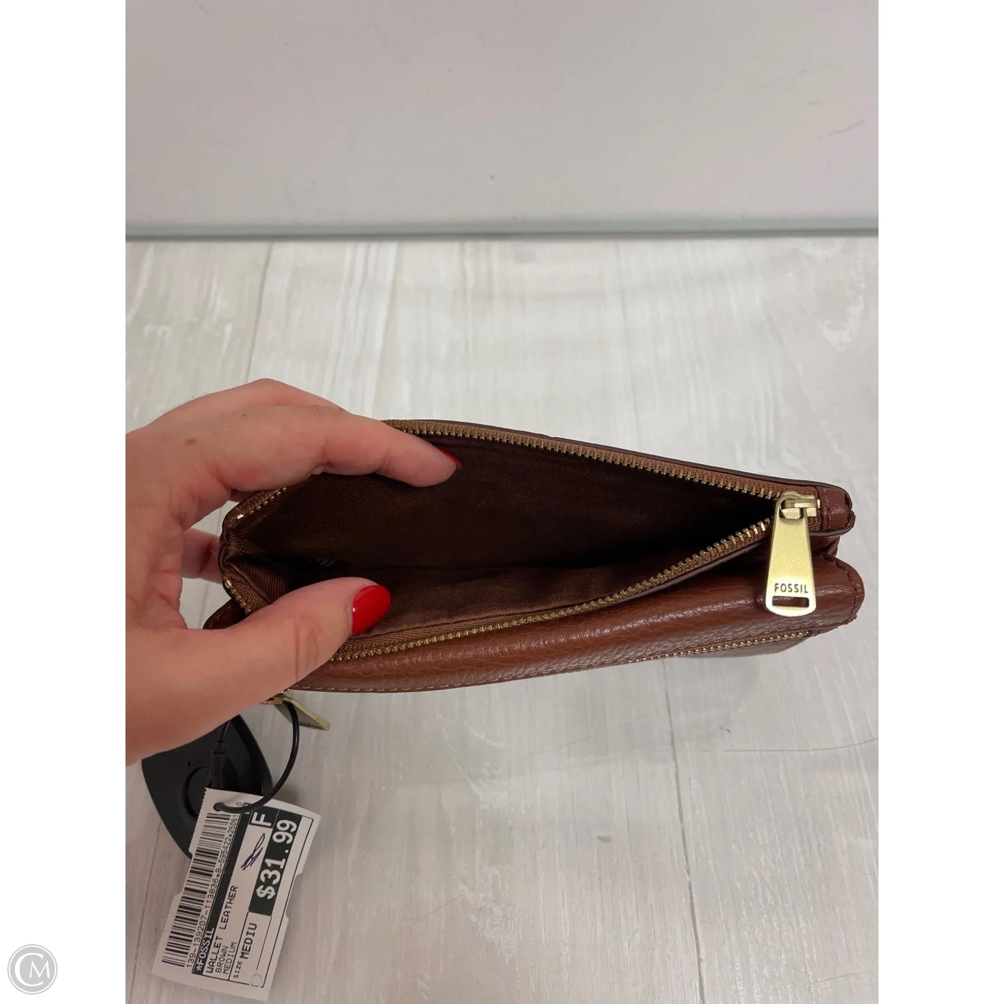 Wallet Leather By Fossil, Size: Medium