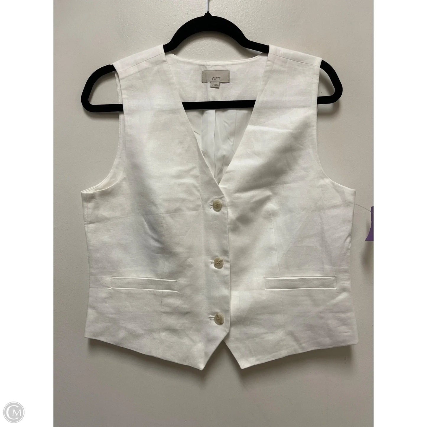Blouse Sleeveless By Loft In White, Size: M