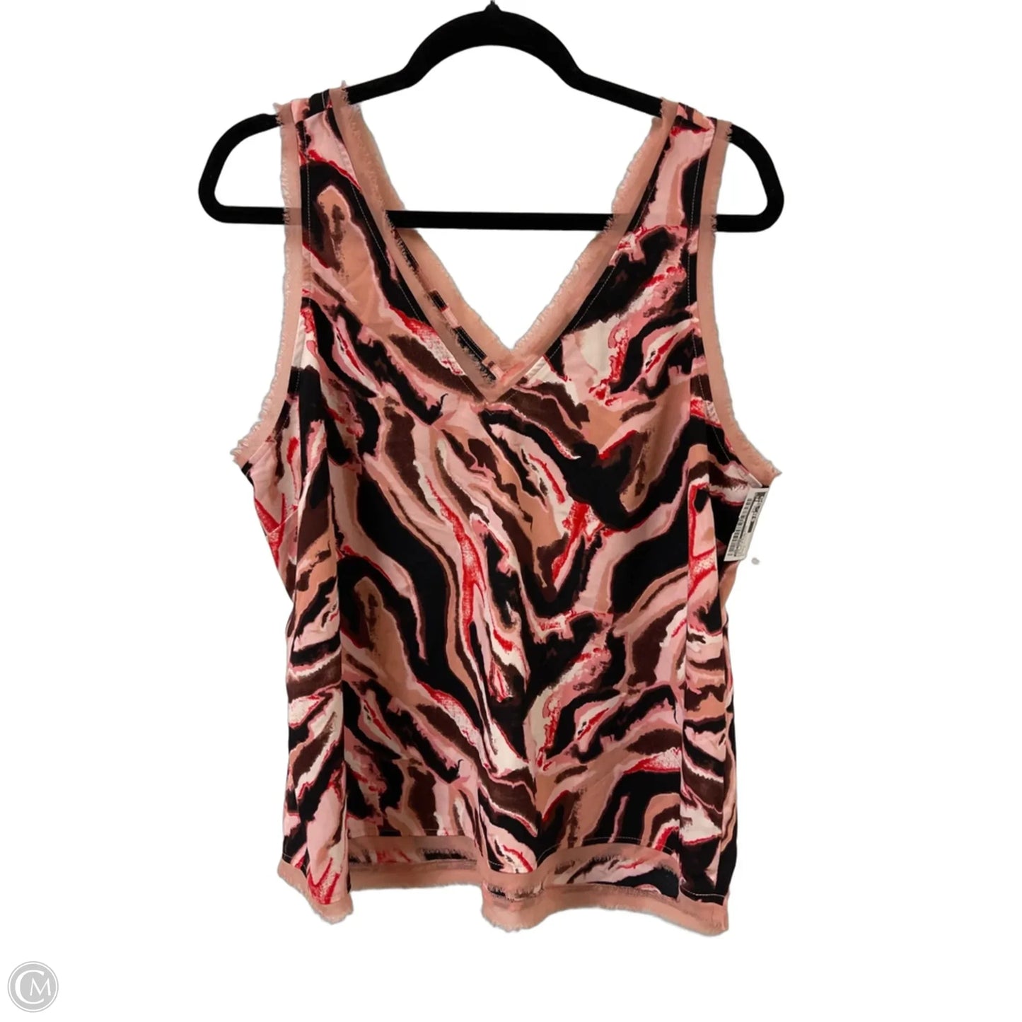 Top Sleeveless By Halogen In Black & Pink, Size: L