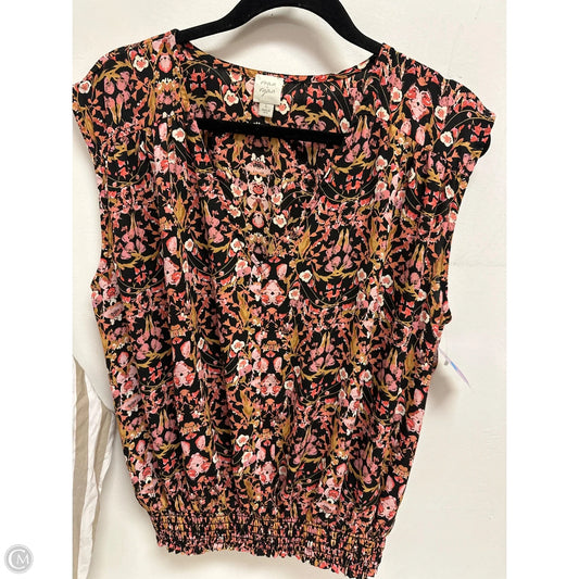 Top Short Sleeve By Clothes Mentor In Floral Print, Size: L