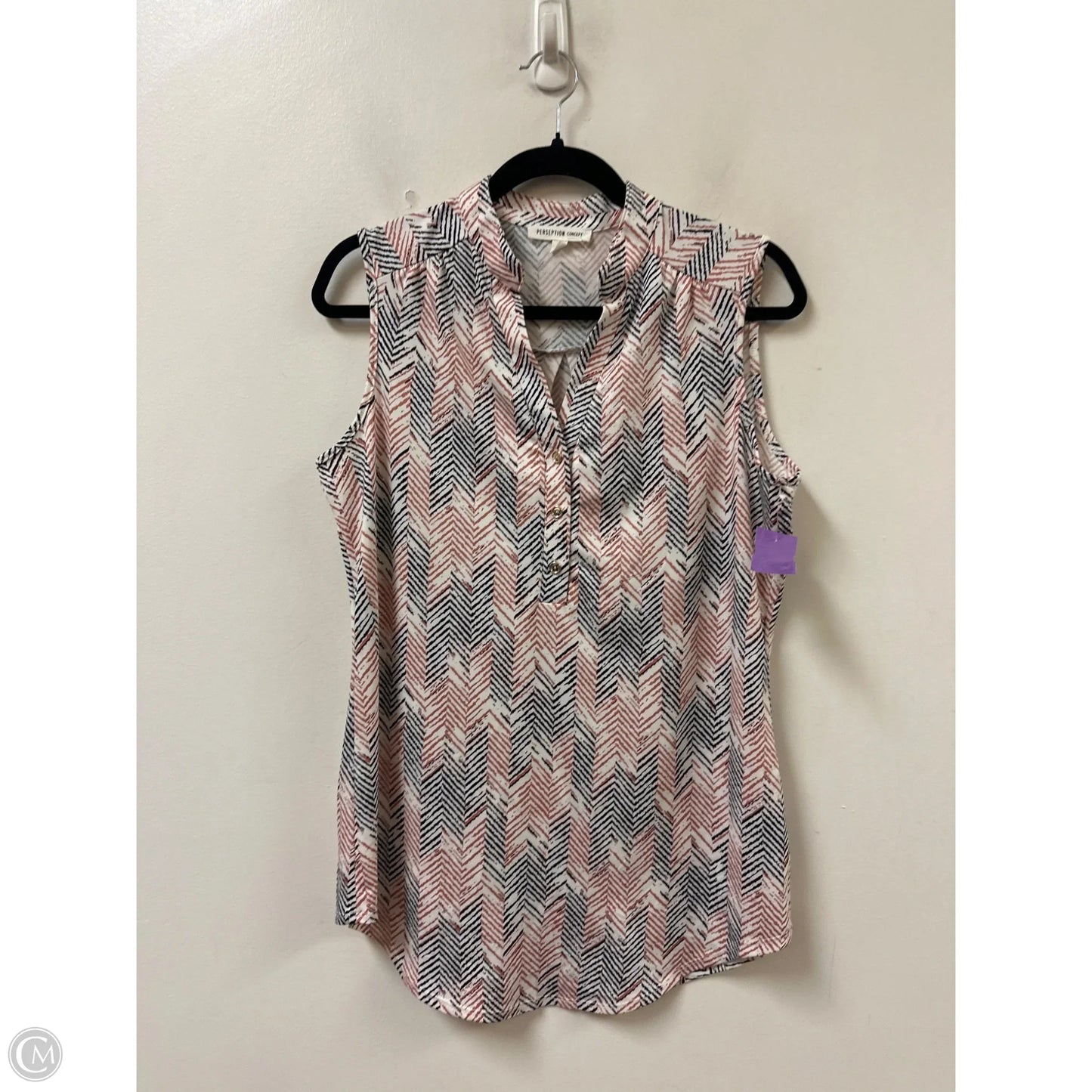 Top Sleeveless By Perseption Concept In Black & Cream, Size: L