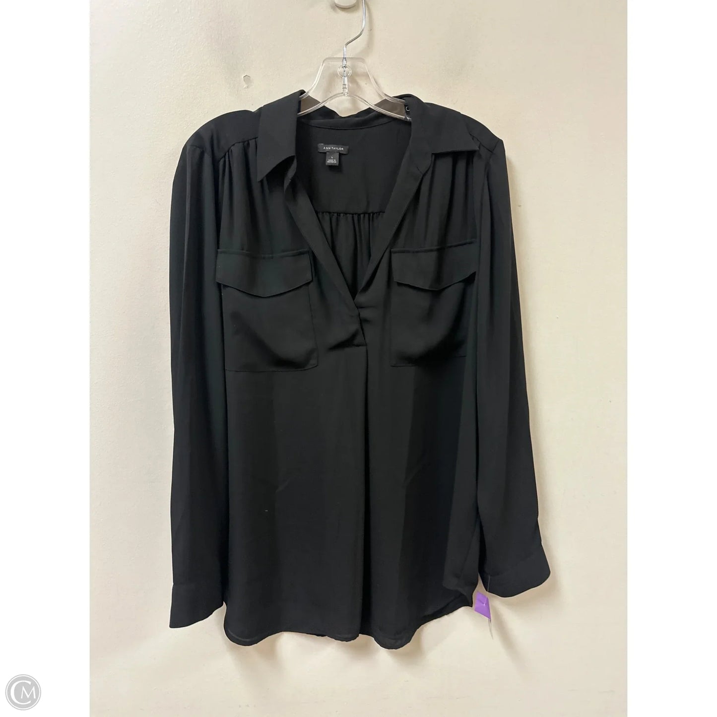 Top Long Sleeve By Ann Taylor In Black, Size: L