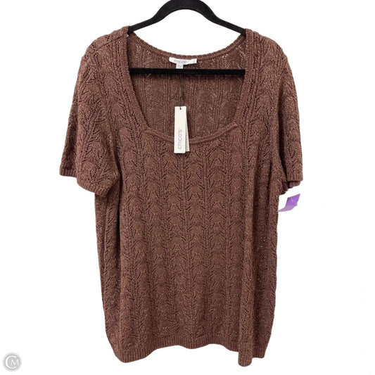 Sweater Short Sleeve By Chicos In Brown, Size: Xl