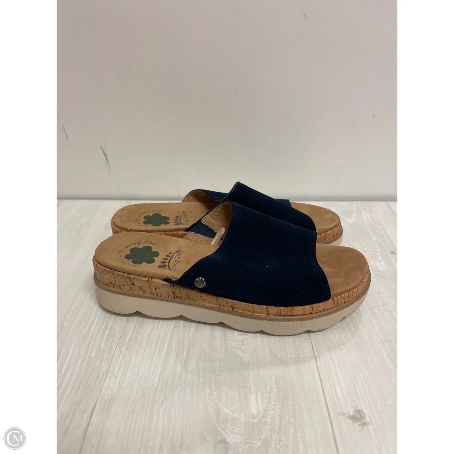 Sandals Heels Platform By Spring Step In Navy, Size: 10.5
